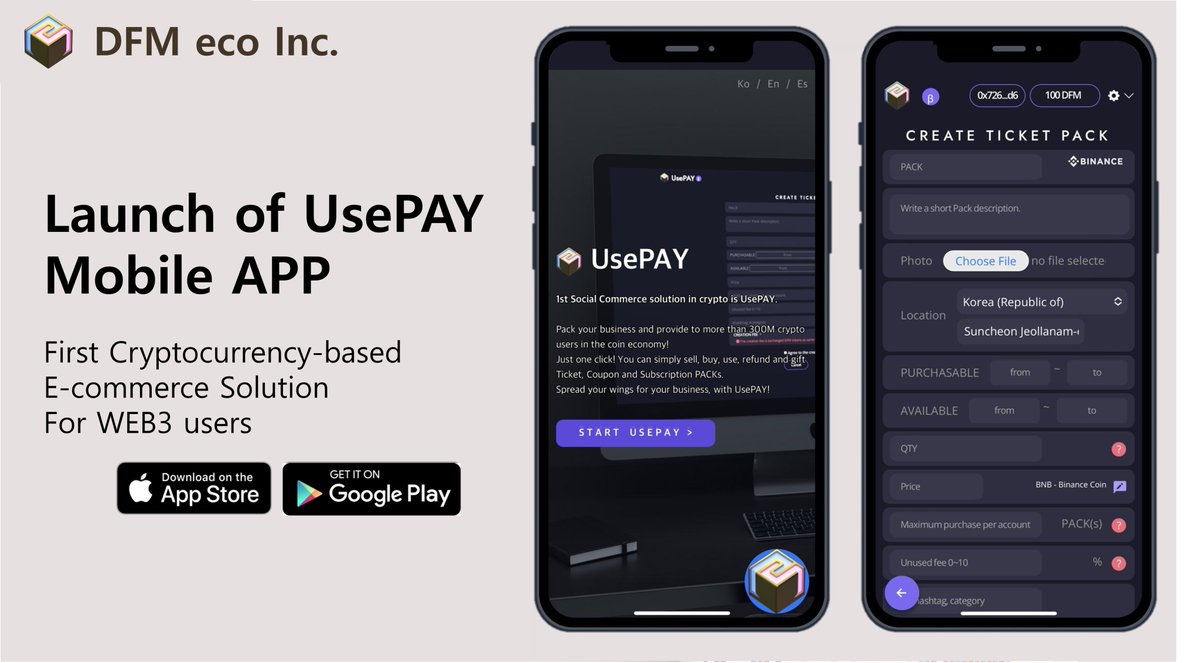 DFMeco's tweet photo. Launch of UsePAY Mobile APP! UsePAY is now available on mobile.
Google Play Download link : https://t.co/QpRn8zDMqh
Apple App store Download link : https://t.co/aAq11QIzYe https://t.co/3pzhXXfc9S