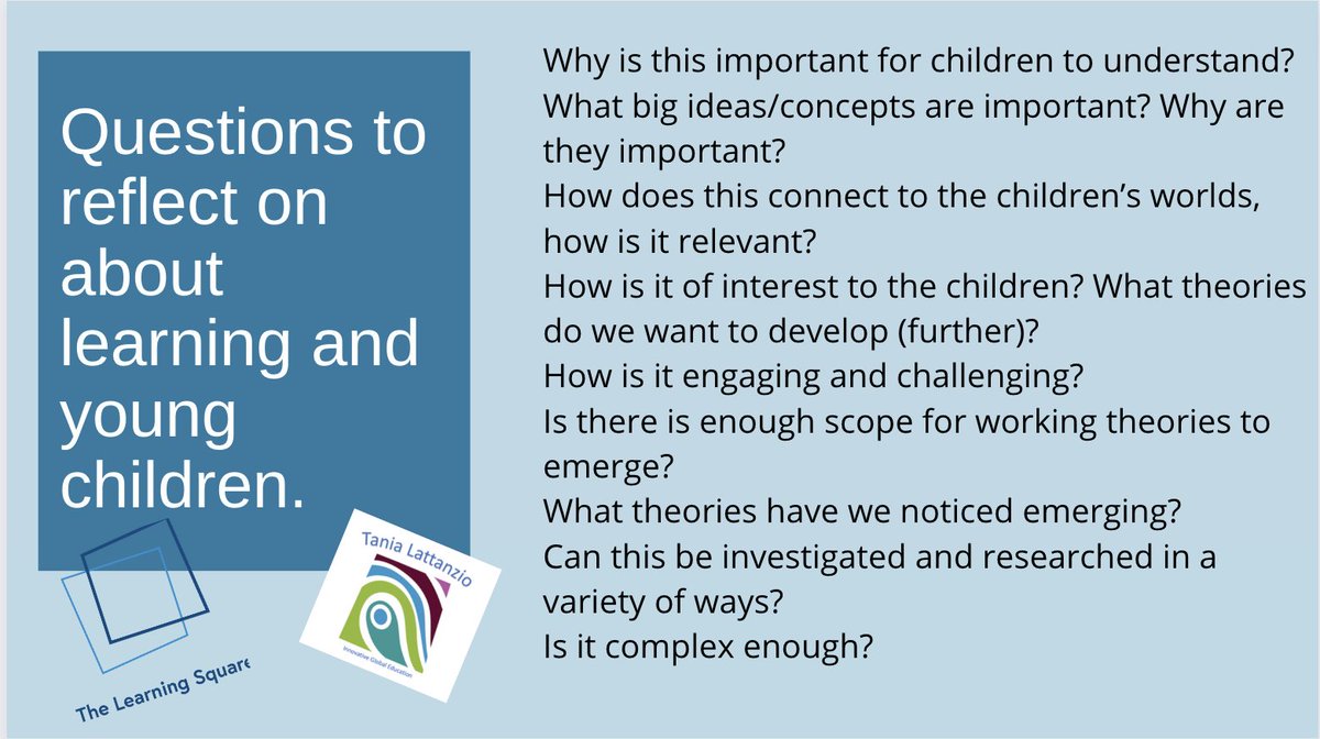 Always coming back to these questions that were developed as a collaboration between myself and the very clever <a href="/AnnevanDam1966/">Anne van Dam she/her</a> What sort of learning is important for young children?