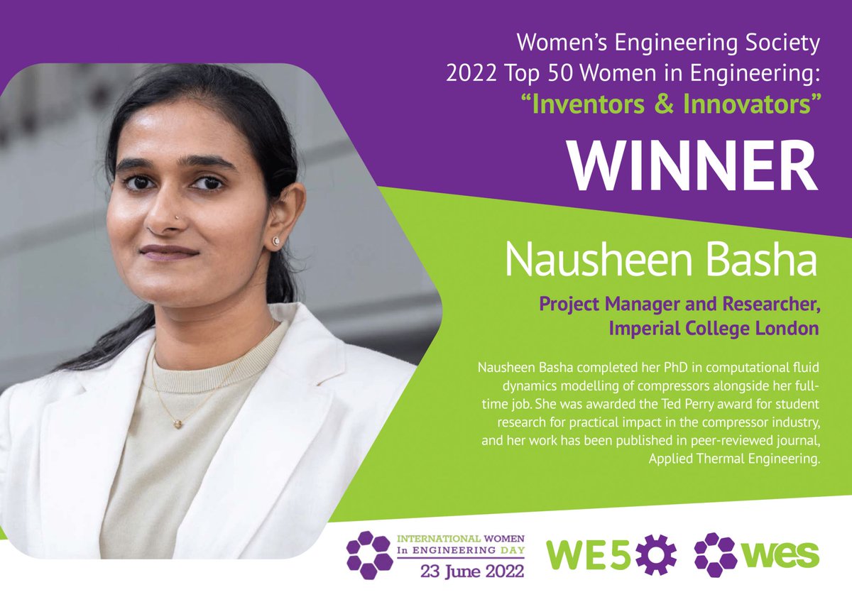 I am beyond words, humbled, and honoured to have won <a href="/WES1919/">Women's Eng. Society</a> 2022 Top 50 #WomenInEngineering #Inventors &amp; #Innovators. 

You can read more on their amazing achievements 👇

<a href="/guardian/">The Guardian</a> - theguardian.com/celebrating-wo…

<a href="/WES1919/">Women's Eng. Society</a> - wes.org.uk/WE50-2022

#INWED2022 #INWED22 #WomenInSTEM
