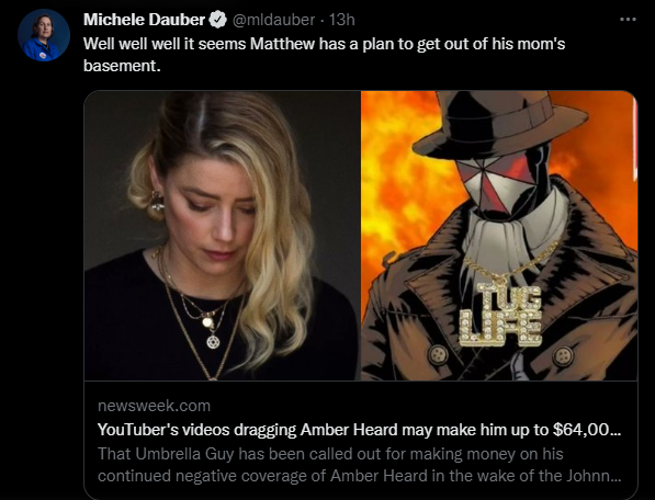 ThatUmbrella's tweet photo. LOL, I could probably buy Amber Heard and her simps a dozen times over these days. 

And I wouldn't have to "pledge" to do it. https://t.co/tln60I7gT2