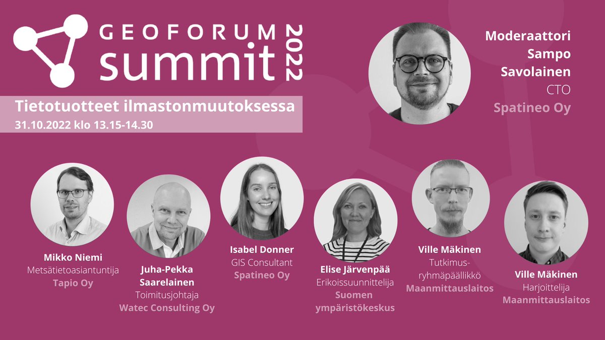 Ilmastotavoitteiden toteuttaminen ja luonnon monimuotoisuuden varmistaminen vaativat luotettavaa tietopohjaa. 

Seminaarissa kuullaan ja keskustellaan monipuolisesti yhteiskunnan eri aloilta, miten #paikkatieto edistää vihreää kehitystä💎

Liity seuraamme 31.10.2022!