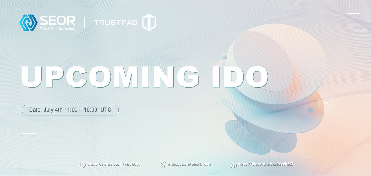SEOR001's tweet image. 📣SEOR Upcoming IDO on @TrustPad 

⏰Date: July 4th, 2022 | 11:00-16:00 UTC

🔗More details: trustpad.io/pool/seor

🟨#Web3 #SEOR #IDO #Trustpad