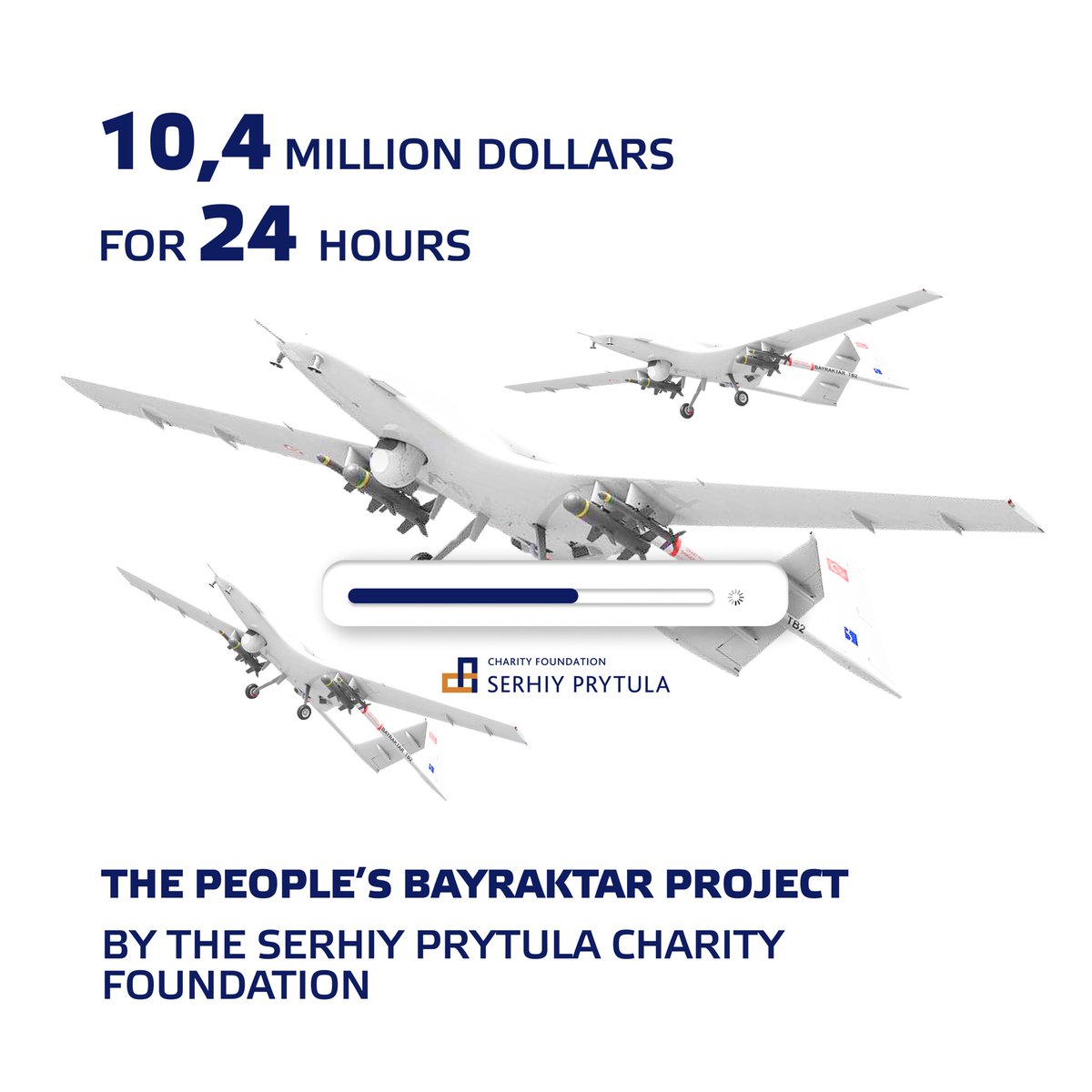 serhiyprytula's tweet image. 10,4m $ in 24 hours for three Bayraktars! 🇺🇦 Ukrainians are amazing. More than a half - done✅
4,6m $ to go. The People’s Bayraktar project is already a nationwide crowdfunding. Let’s turn it into international! 
Help Ukraine fight occupiers, donate here:
prytulafoundation.org/en/home/suppor…