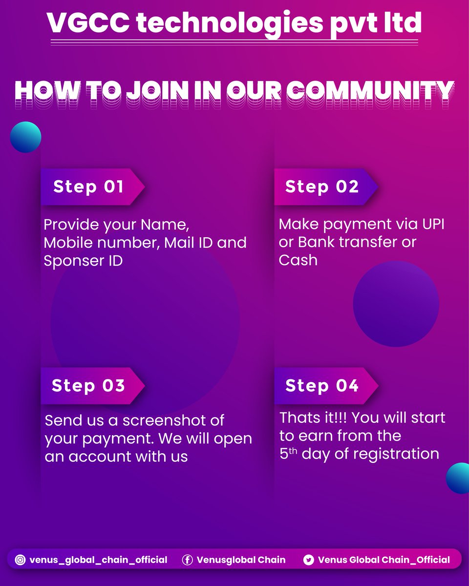 4 easy steps to join our community..
Join our community and enjoy the daily earnings...

#venusglobalchain #vgcc #vgcn #vgcp #vpay #vbot #vgcx #blockchaintechnology #cryptocurrency #lifetime #earnmoney #savingmoney #community #earning #savingmoney #rich
