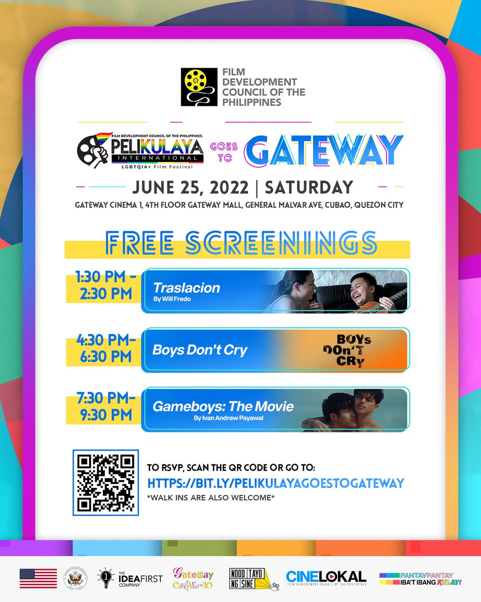 #Pelikulaya2022 goes to Gateway Cineplex! Catch these films all for FREE! Register here: bit.ly/pelikulayagoes…. Walk-ins are also allowed. See you there!