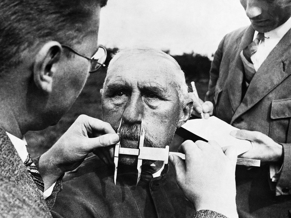 @mrcolinparker Perhaps they use modern facial scanning technology to determine who should be allowed to stay…

Picture is from 1940s Germany where the Nazi’s were measuring facial features to determine ethnicity.