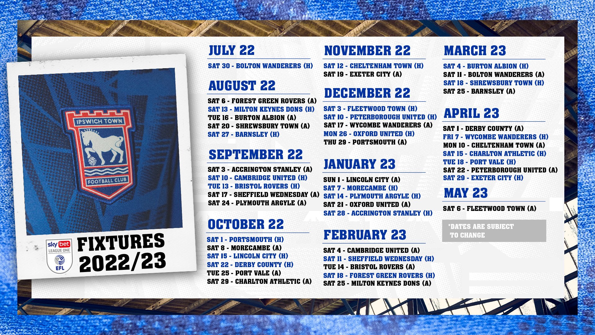 Ipswich Town FC on Twitter "📅 Our fixtures for the 2022/23 season. 👇 
