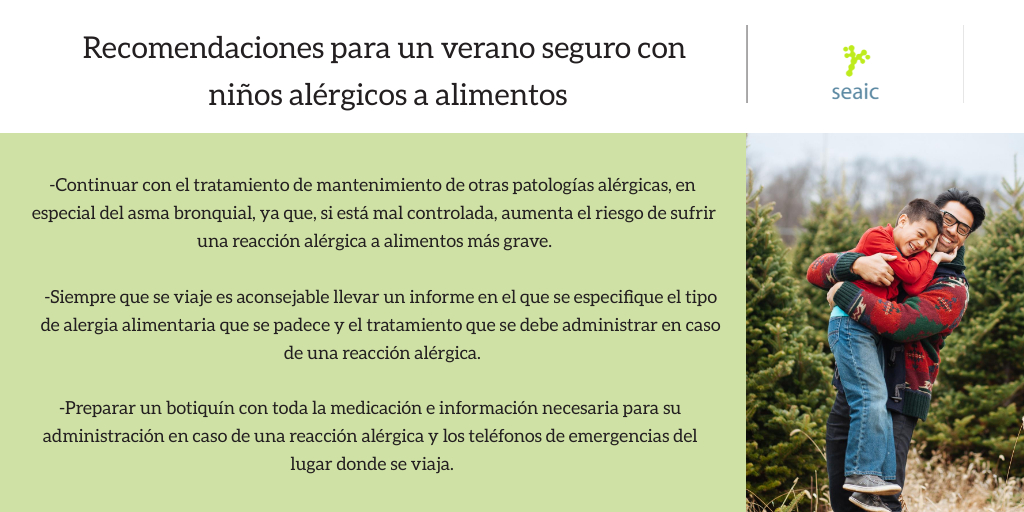 #RecomendacionesSEAIC🔔Desde el Comité de Alergia a Alimentos de la <a href="/SEAIC_Alergia/">SEAIC</a> se han elaborado una serie de directrices y recomendaciones para los niños #alérgicos poder disfrutar sin sobresaltos de estos meses de verano🏝
¡Puedes revisarla en bit.ly/3Oi7mLX!