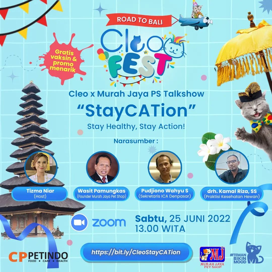 petnpop's tweet photo. Saatnya daftar Cleofest X Murah Jaya Petshop Goes to Bali🥰

Pastikan Kamu ngga ketinggalan ya! Karena ada BUANYAAAK hadiah dan pastinya ilmu baru tentang Si Mpus dengan tema #CleoStayCATion, Stay Healthy, Stay Action. Daftar di sini  https://t.co/IaefEvSFYN https://t.co/nihw2CHofV