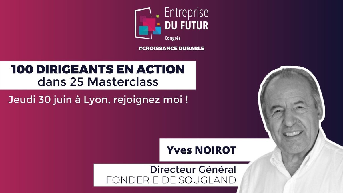 « Refonte », c’est le projet de transformation des Fonderies de Sougland que notre directeur général, <a href="/YvesNoirot/">Yves NOIROT</a>, présentera au Congrès #EDFutur sur la #CROISSANCEDURABLE, le 30 juin prochain à Lyon !
Inscrivez-vous ici pour le rejoindre ➡️ bit.ly/3kQKo1G