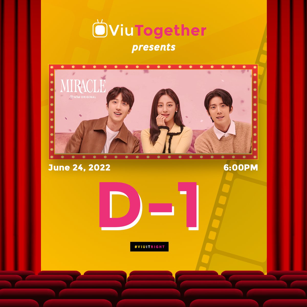 Viu_PH's tweet photo. One day to go before we're all able to watch new Viu Original Miracle on Viu!
What are you looking forward to in Kang Minah, Hwiyoung, and Chani's new drama? 🤔
#Miracle #ViuTogether #KangMinAh #HWIYOUNG #Chani https://t.co/8Xag0OIDav