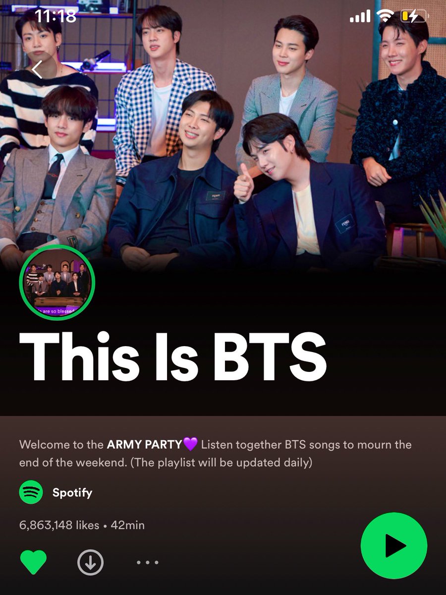 Listen to BTS! 💜
Block those unnecessary noise 😜
Moon and Epiphany in today’s playlist 

#7DayARMYParty
#SpotifyxBTS
#BTS_Proof