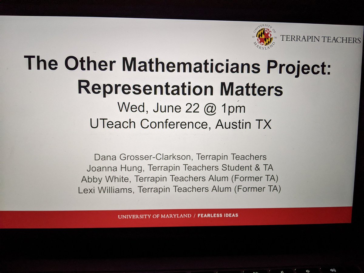 Dana_MathEd's tweet photo. I had the pleasure of presenting with 3 former @TerpTeachers TAs (Joanna, Lexi & Abby) @uteachinstitute today!
We shared our #Math470 version of the #mathematiciansproject (Thank you @anniek_p for idea) #UTeachNation https://t.co/F7BIpS4FFz