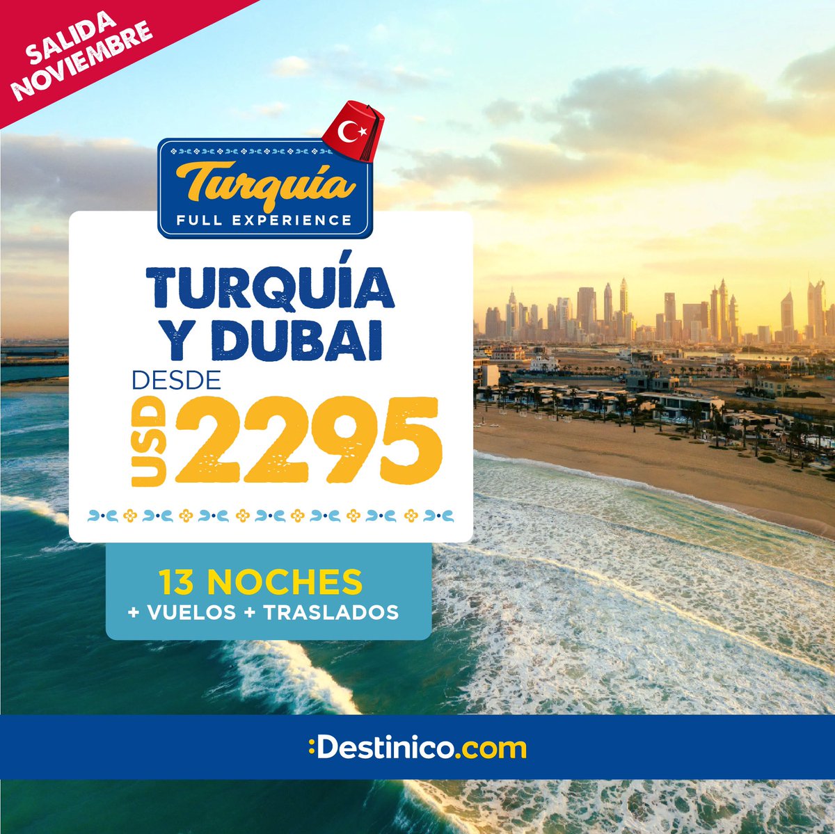 ✨⛰TURQUÍA FULL EXPERIENCE 
Viví la experiencia de visitar este destino mágico a precios imbatibles! 

💙 TURQUÍA AL COMPLETO: USD 1795
💛 TURQUÍA Y PARÍS: USD 1995
💙 TURQUÍA Y DUBÁI: USD 2295

Paquetes completos con aereos, alojamiento y traslados 😉

*Salidas en noviembre