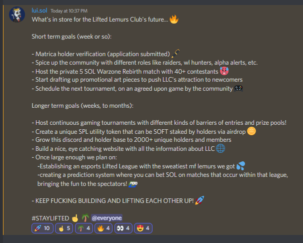 Latest announcement in our discord 🚨

yes, we were a DEGEN mint,

but we're one that's here to STAY, build, and get LIFTED with the rest of our community! 🚀

#STAYLIFTED☝️🌴