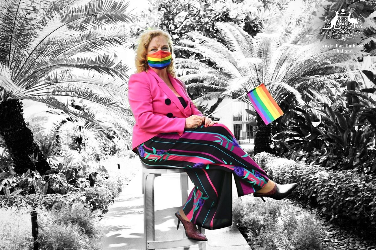 AusAmbBKK's tweet photo. 🌈#PrideMonth is coming to a close, but we will continue to work on promoting diversity and inclusion for all LGBTI+ people.🏳️🌈
Today I am proud to join @UNDPThailand's #PrideInStyle campaign to celebrate the love💗 & diversity of #LGBTI+ people here in 🇹🇭 & across the world. https://t.co/qoeEzTv3rP