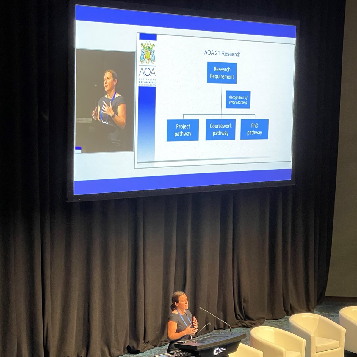 Yesterday, on day one of #AOAKS22, Belinda Balhatchet's (@belbalhatchet) presentation outlined the way AOA's PhD pathway supports trainees and how fellows can get involved in research activities. Read more about the AOA's effort to support research via aoa.org.au/researchplan