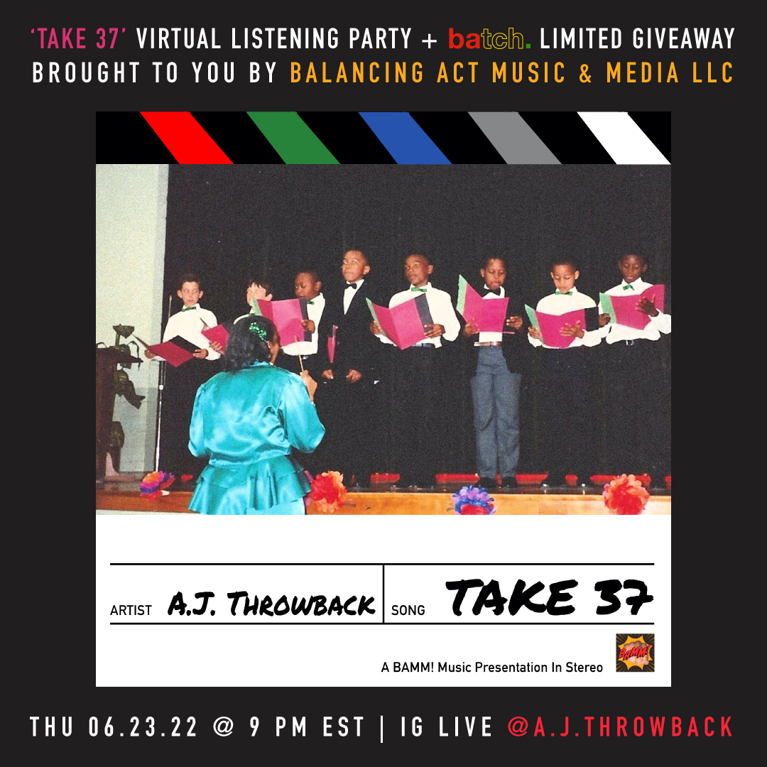 AJThrowback's tweet image. PLZ tap in TONIGHT @ 9 PM EST @ instagram.com/a.j.throwback for the “Take 37” Virtual Launch Party + @batch_202 Limited Giveaway 🥳🎉🎊!
•••
Comment “🖤❤️💛💚” to qualify for our random drawing &amp;amp; win free #merch 🤩! #TheBAMMpire👊🏾 #ThrowbackThursday #hiphop #NewMusicAlert