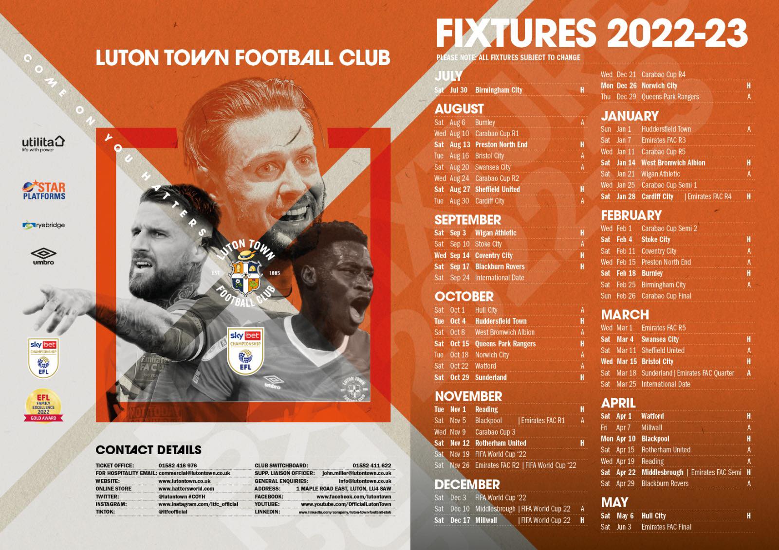 Swansea City fixture release, Championship 2022-23