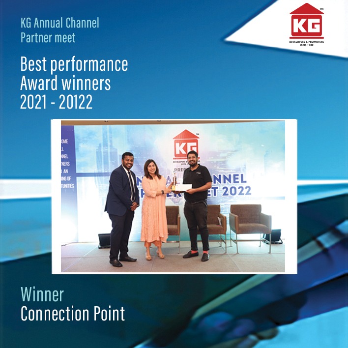 BuildersKg's tweet image. We&apos;re happy to announce #Connectionpoints for receiving the winner award at the Annual Channel Partner Meet 2022 on  8th June 2022.

#KGHouseofchampoins #KGImpressions #KGEarthhomes #KGDograGardens #KGChandravista #KGSignaturecity