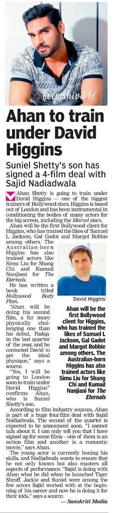 imshiva17's tweet photo. #AhanShetty to train
under #DavidHiggins
#SunilShetty 's son has signed
a 4-film deal with #SajidNadiadwala https://t.co/LhwjS75Bvm