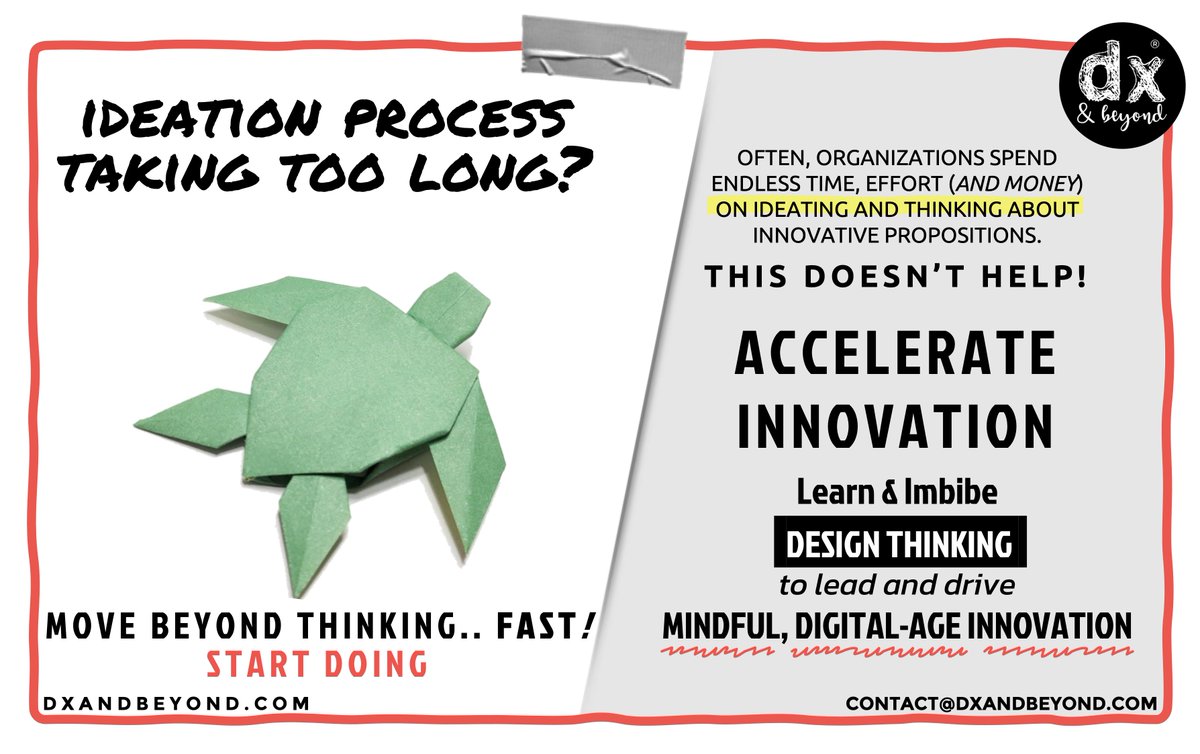 dxandbeyond's tweet photo. Yes, IDEATION is sure exciting. But the trick is to move to the actionable - as fast as you can! Endless ideation (and no action) is pointless. Get started. Start "Doing".
https://t.co/yqNgeyCLN3
#DesignThinking #DigitalInnovation #ideation #problemsolving #LeadershipDevelopment https://t.co/Vdq570Z8BS