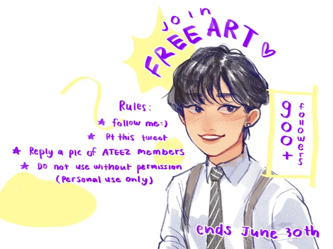 🎉The end of month is my birthday!!🎂and I've reached 900+ followers.
I want to draw a pic of ATEEZ members. you can join me!! reply pic will be a cute moment or anything.💖
I'll draw as much as possible until end of this month.

ส่งรูปน่ารักๆให้ป๋มนะงับ🥺💕 
#ATEEZ #ATEEZfanart 