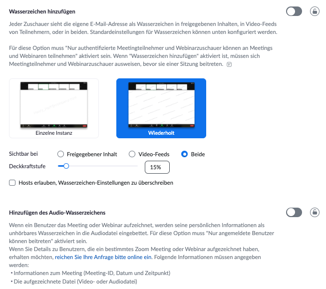 presroi's tweet photo. Nicht allen Menschen dürfte klar sein, dass es eingebaut in Videokonferenzsysteme wie Zoom sichtbare und unsichtbare Wasserzeichen gibt, die z.B. nach einem Leak helfen können herauszufinden, wer einen Audio-Mitschnitt weitergegeben hat. https://t.co/XUaSjAQZxA