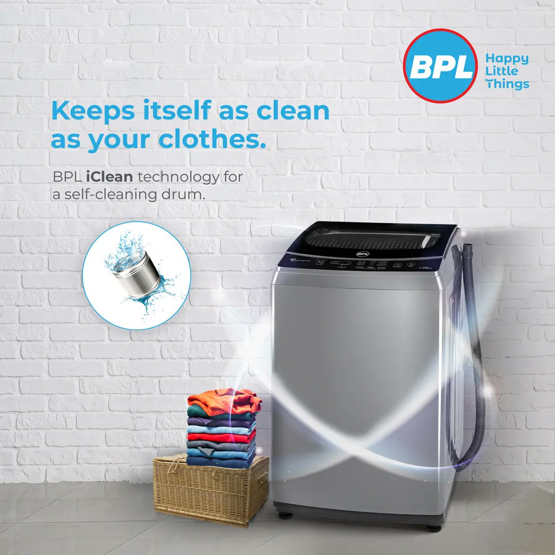 BPL_India's tweet photo. No more worrying about washing machine residue. The BPL iClean function ensures that the washing machine drum is cleaned automatically for a more hygienic wash and longer product life.
#BPL #BPLIndia #HappyLittleThings #WashingMachines #BPLWashingMachine #iClean #SelfCleaningDrum https://t.co/d0J34huSAB
