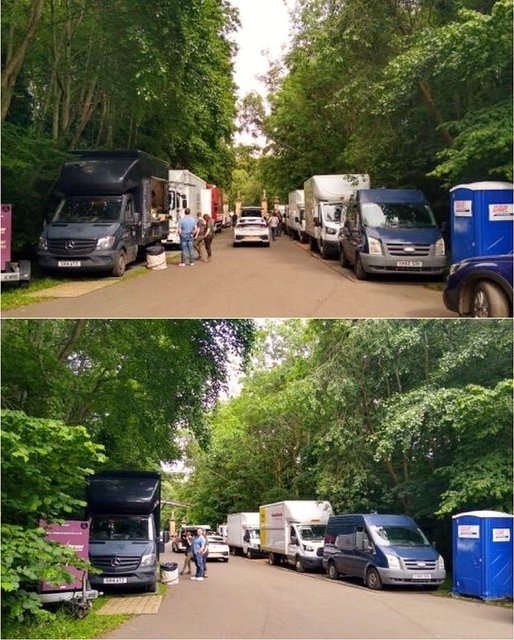 LadyT510's tweet photo. Here's the People Who Make It Happen!!
Move In - Season 7 Outlander Cast & Crew
Rolling in to Pollok Park in Glasgow
#Outlander #FilmingBTS #Glasgow #Scotland #Outlanderseason7 #OutlanderBTS #outlandercrew https://t.co/tVwni9vbRx