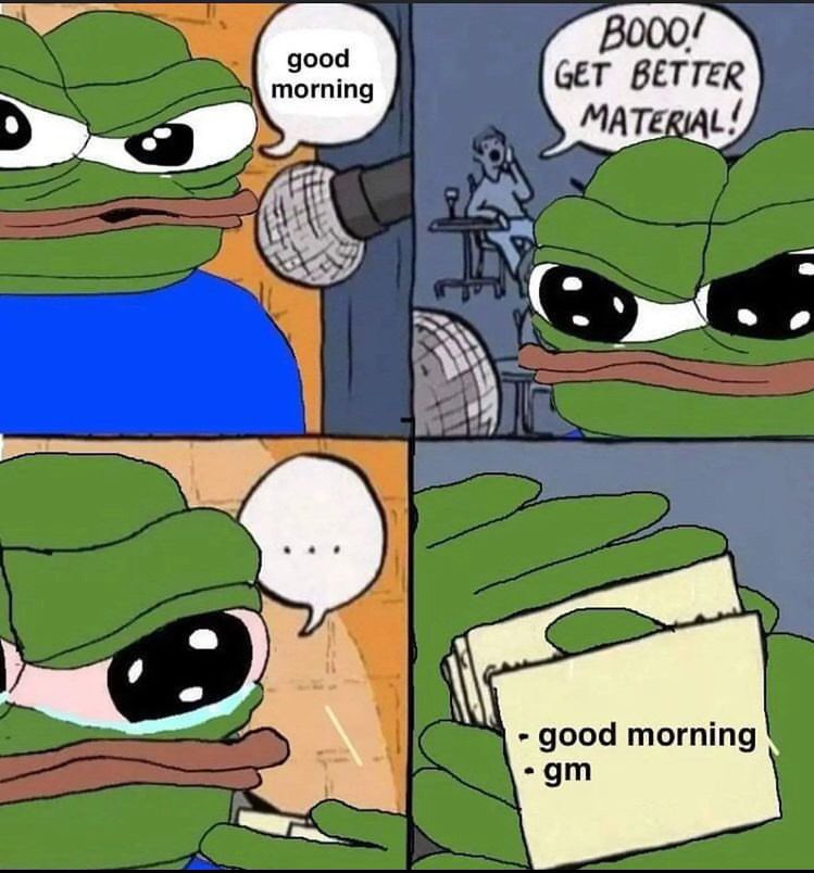 Gm 🐸Market has been down n rawf for a while now, but pepitos blazed n not fazed 💨 froggos are here for the long run! Join the pond 
rarepepecollective.com