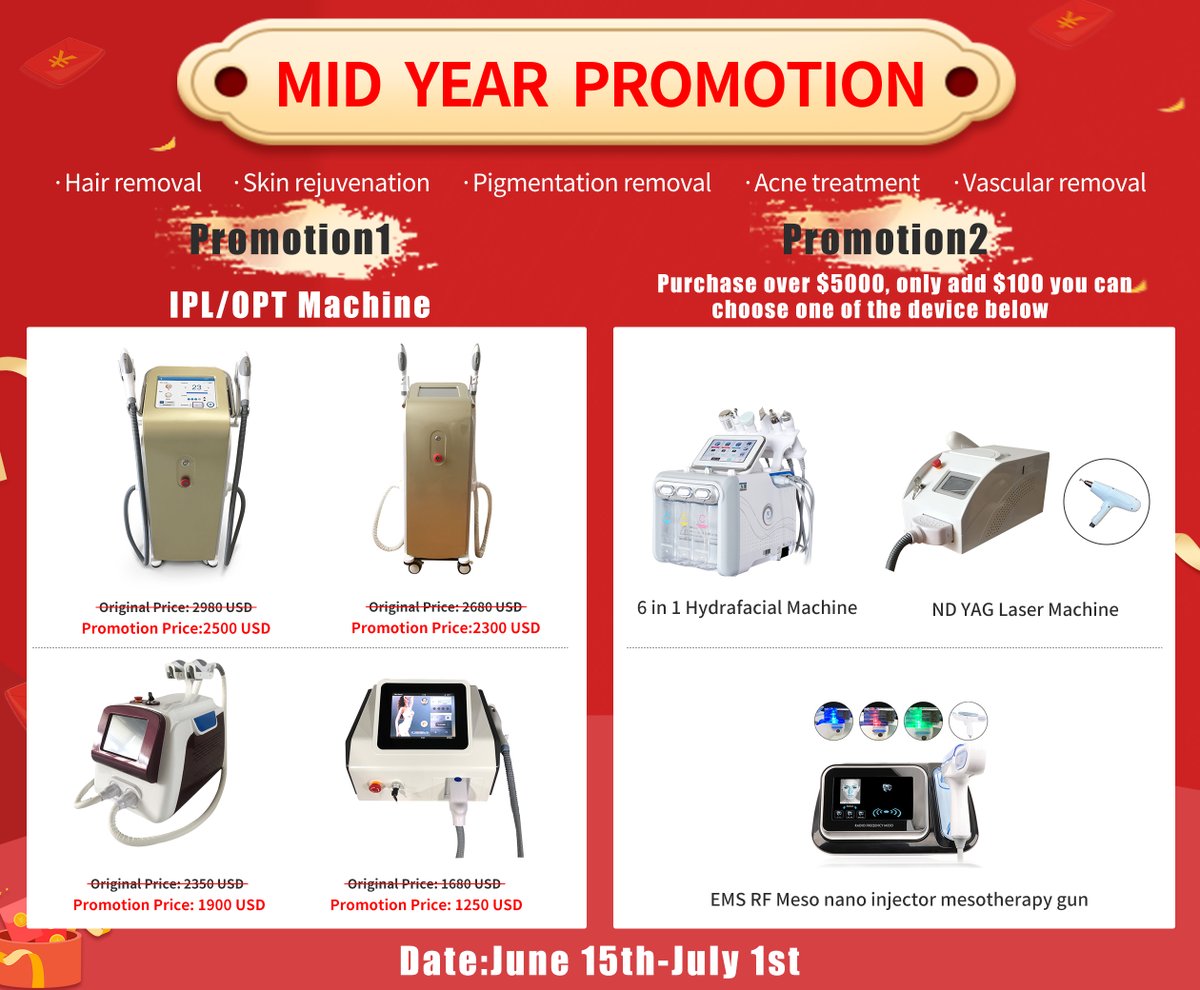 🔥🔥🔥
𝐌𝐈𝐃 𝐘𝐄𝐀𝐑 𝐏𝐑𝐎𝐌𝐎𝐓𝐈𝐎𝐍 !!!
IPL/OPT Machine

𝐀𝐩𝐩𝐥𝐢𝐜𝐚𝐭𝐢𝐨𝐧:
Hair removal
Skin rejuvenation
Pigmentation removal
Acne treatment
Vascular removal

More derails contact WhatsAPP: +8615560176897
.
.
.
#ipl #ipl2022 #iplmachine #opt #optmachine