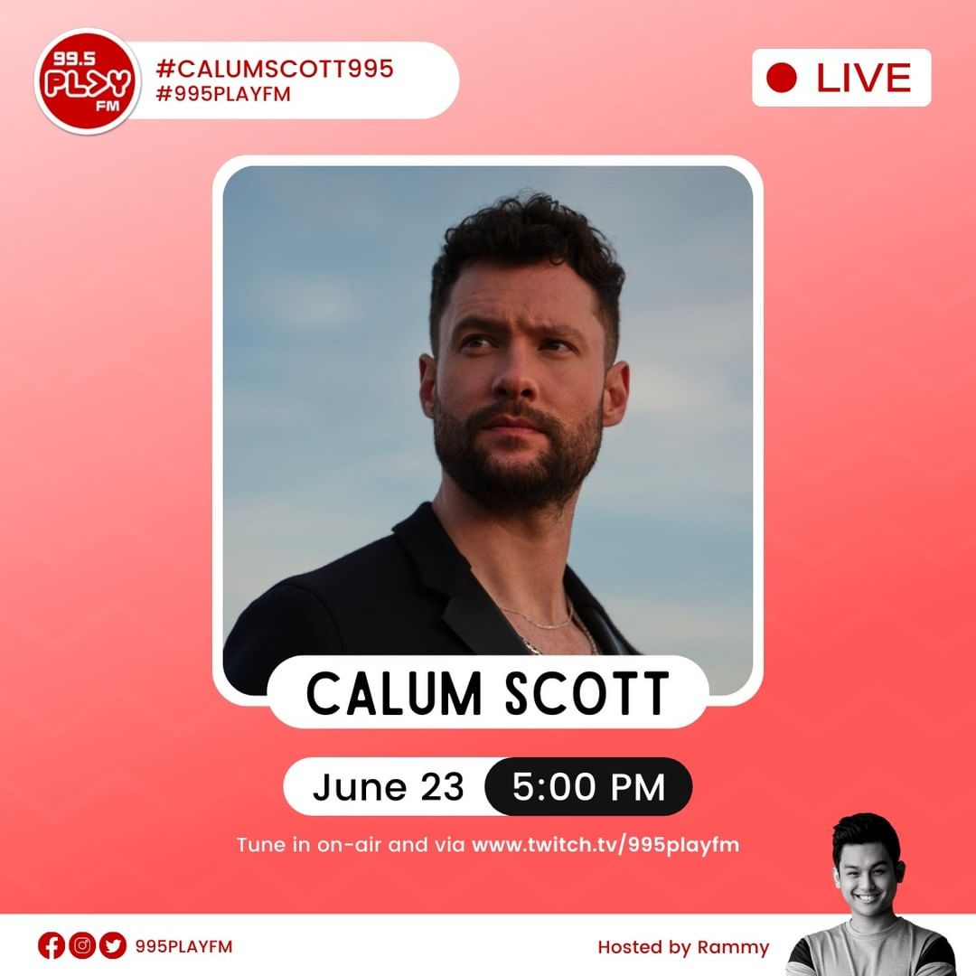 UMG_PH's tweet photo. Hang out with singer-songwriter @calumscott on @995PlayFM #CarpoolClub later at 5:00 PM!

Tune in on-air and online via https://t.co/RYFrmcBYPI

#CalumScott995 #995PLAYFM https://t.co/eJFYOC9kL9
