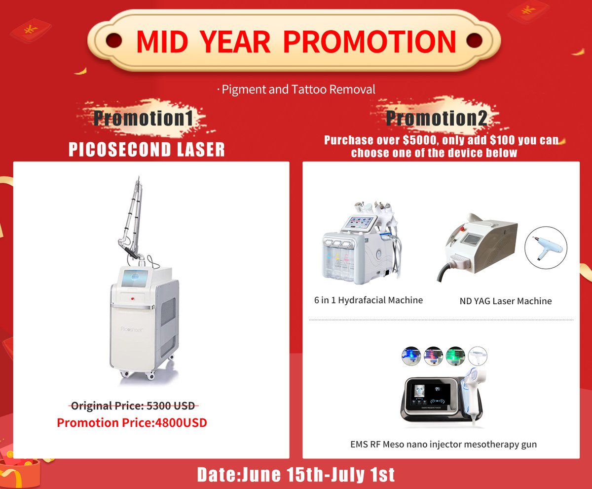 🔥🔥🔥
𝐌𝐈𝐃 𝐘𝐄𝐀𝐑 𝐏𝐑𝐎𝐌𝐎𝐓𝐈𝐎𝐍 !!!

Pico Laser Machine

More derails for machine contact WhatsAPP: +8615560176897
.
.
.
.
#pico #picolaser #picolaserremoval #picosecond #picosecondlaser #picosecondtechnology