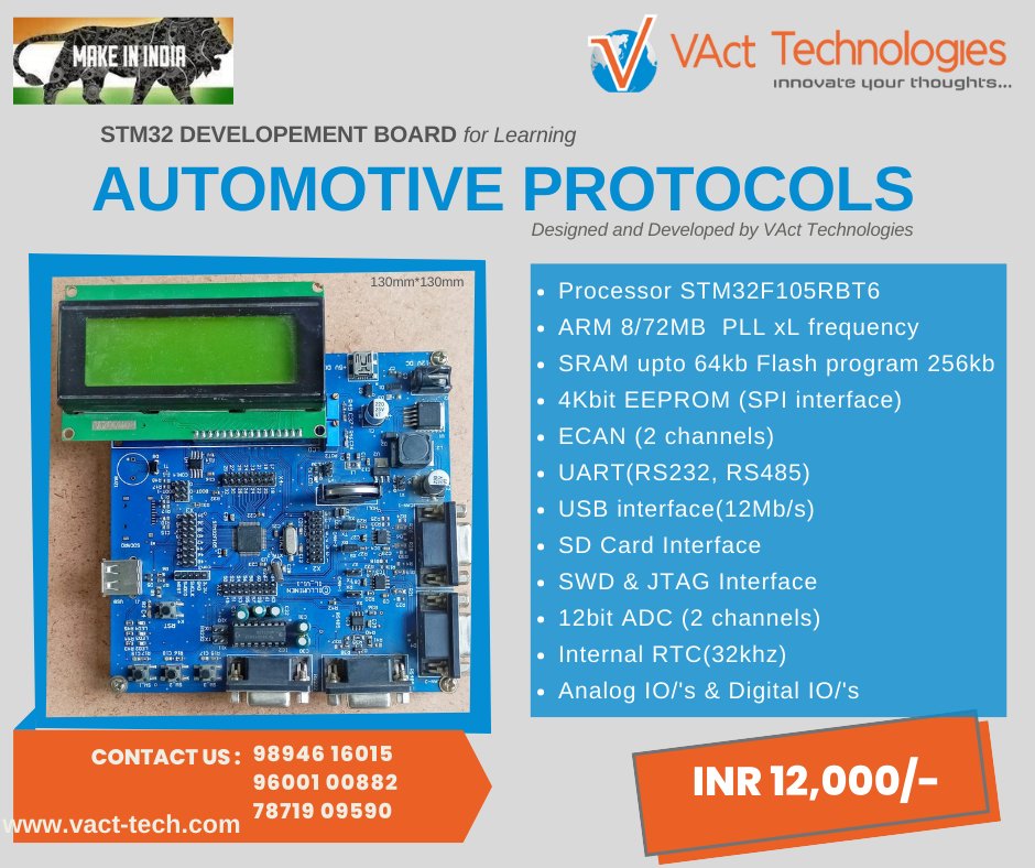 VActTechnology's tweet photo. Latest Update #STM development board for Automotive Protocols Learning #freshers #students #graduates #vacttechnologies #VAct
#embedded #embeddedtraining #embeddedsystems #automotive https://t.co/CGZjePUpsV