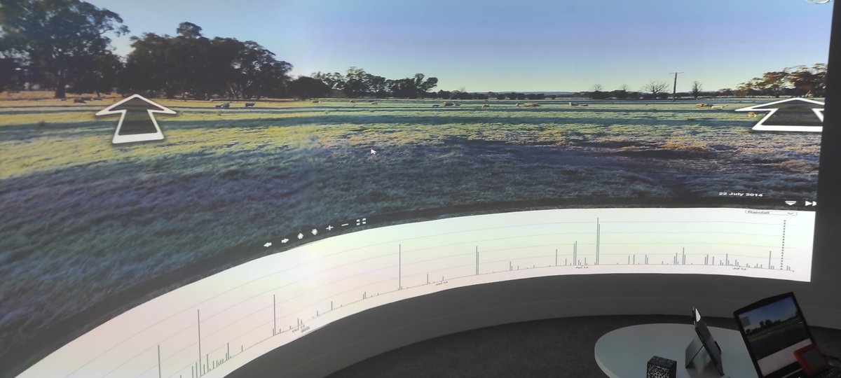 4DVirtualFarm's tweet photo. Great to check out some #XR options in Arts West @unimelb and to see #4DVirtualFarm on a 180 screen https://t.co/ME1mqlBbF8