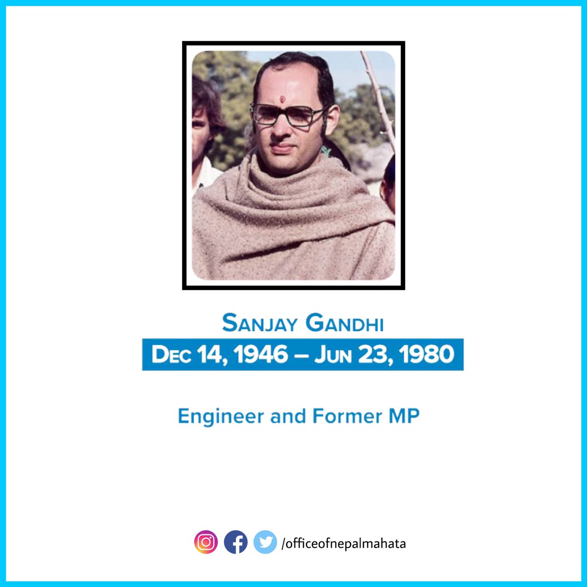 MahataOffice's tweet photo. We Remembering #SanjayGandhi on his death anniversary. https://t.co/B8mzvlgfMO