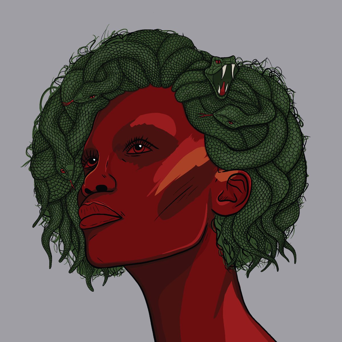 NotYourBroNFT's tweet photo. Tonight we released the first and only full sneak peek of @notyourdemons 🥒☠️
Curly bob = Medusa 🐍 https://t.co/s5JyO9THfH