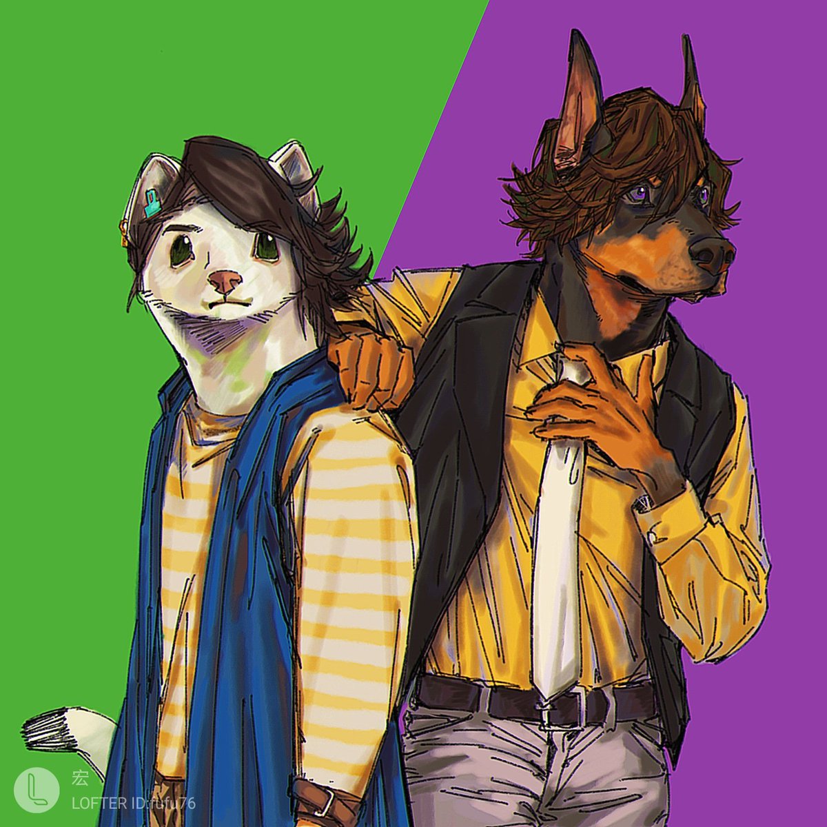 白鼬菲&amp;杜宾翔
#procreate