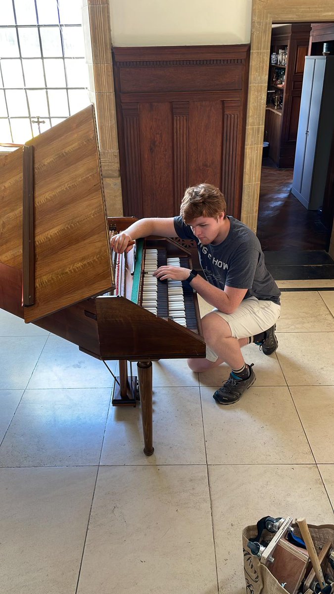 Former Head Boy and music scholar Rhys tuning our harpsichord in preparation for sister Anna's Handel aria at @MountSpinkhill Academy Concert on Friday. This promises to be a wonderful evening...please come and join us!
