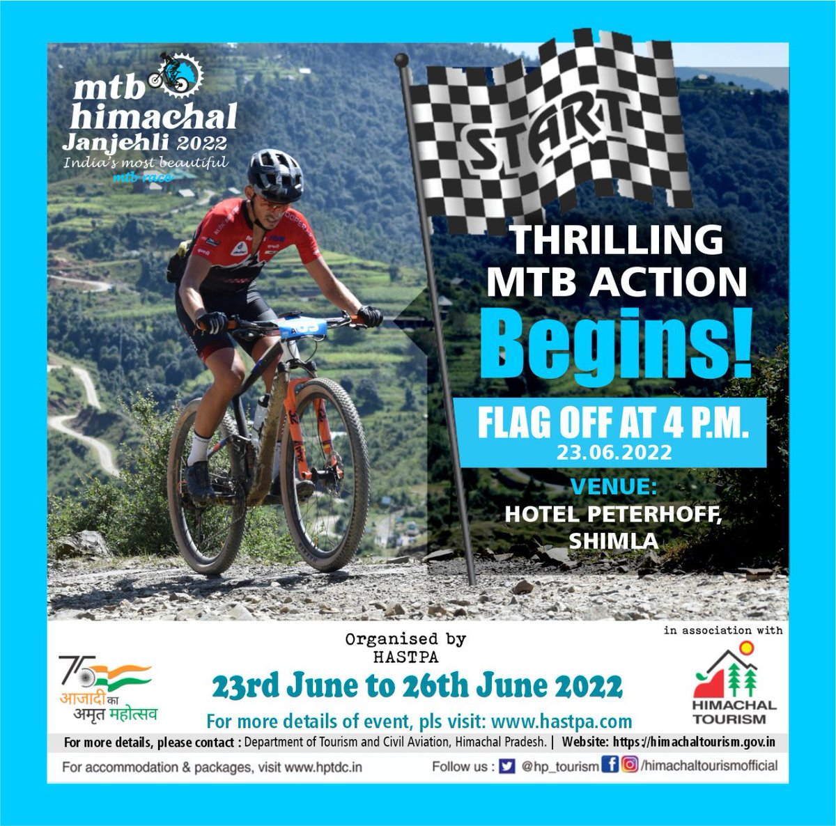 hp_tourism's tweet photo. The Mountain #Biking Festival is about to begin, be a part of it, and discover the #unseen places of Himachal.
#mtb #himachaltourismofficial #adventurebegins #Shimla #Janjehli #hptourism #DekhoApnaDesh #HASTPA #MountainBikingFestival https://t.co/iSvfrYbav5