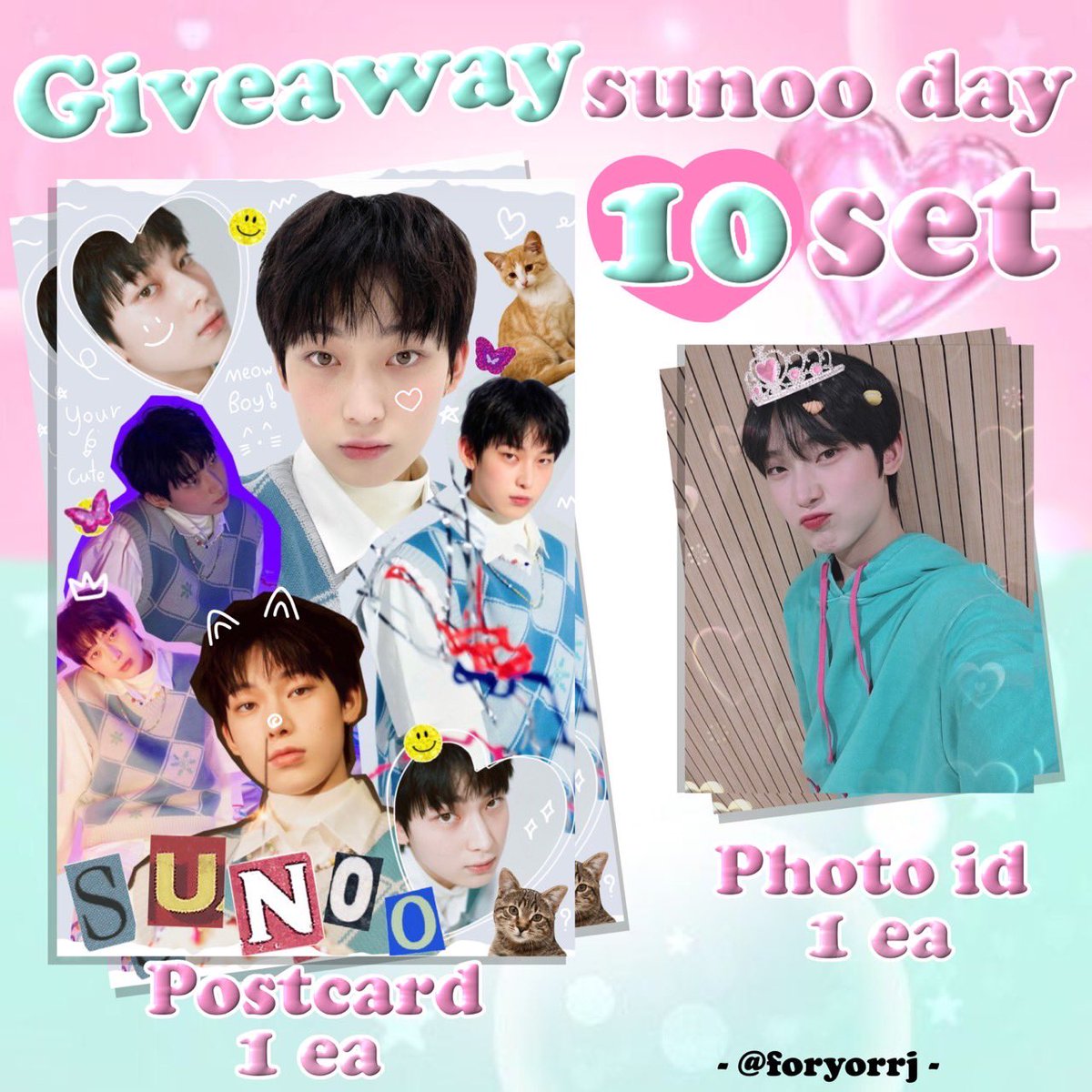 pls rt สุ่มแจกคนรี 1 Set✨
ʚgiveaway sunoo dayɞ

♡ 10 Set Only ♡
◌ Postcard
◌ Photo id

⌗ Date : 26/06
⌗ Location : My Heaven Coffee (Sukhumvit 19)
⌗ Time : 12.00 up 

➪ @foryorrj 

[#BelovedLittle_SUNOO #HAPPYSUNOODAY #ENHYPEN_SUNOO #ตลาดนัดenhypen ]