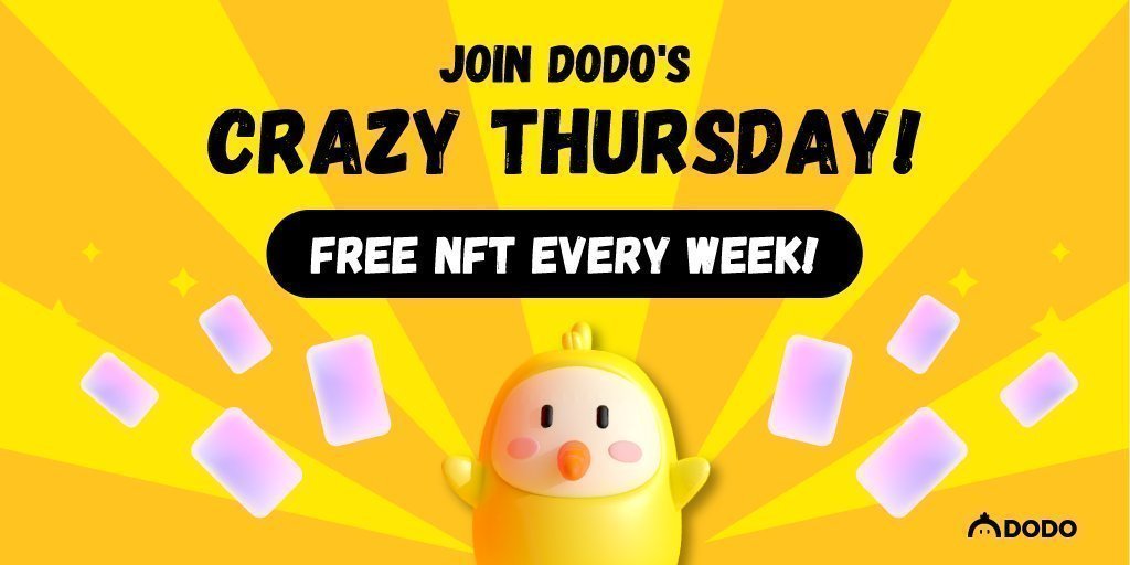 BreederDodo's tweet photo. 🪖 CommanDODO's! Guess what?! Crazy Thursday #9 is here!🤪🥳🎉

✅Like, retweet &amp; tag 1 friend in the next 24hrs to become the $DODO Fanatic of this week and win free DODO Minion! 🐥

👀Stay tuned for more!🔥 https://t.co/L3xQcwQH7M
