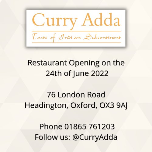 CurryAdda's tweet image. We are opening as a soft launch from Friday the 24th of June! Hopefully see all you lovely folks soon 😎 🍽️ 😀

Curry Adda = #CurryGetTogether 

#Oxford #oxfordfood #oxfordbrookes #foodie #oxdordfoodie #oxfordcity #friday #supportlocal #restaurant #indianfood #Headington