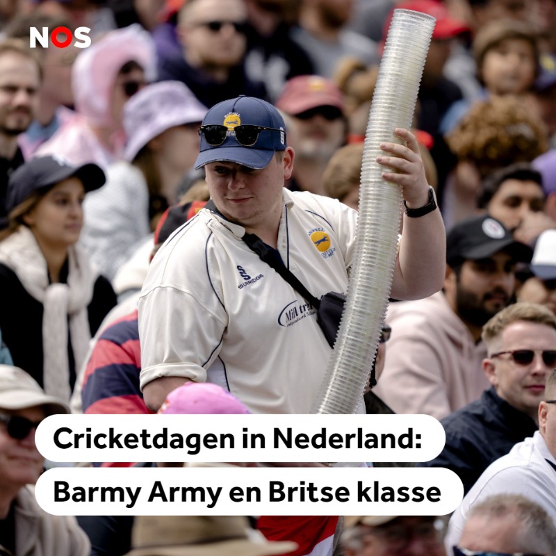NOSsport's tweet photo. De ambitieuze amateurs van Nederland hebben kennisgemaakt met batsmen en bowlers van wereldklasse. En de Nederlandse cricketliefhebber weet na drie bijzondere cricketdagen hoe het is om de Barmy Army, zoals de Engelse fans zichzelf noemen, over de vloer te krijgen.