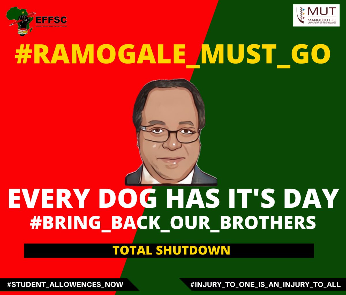 Busi78218178's tweet photo. This housenigga called Ramogale won't succeed, we've been tested for so long! Enough is enough! We won't stop until we have our students back✊🏿 
TheStruggleContinuesBlackChild❤🖤💚
 #RamogaleMustGo 
#SaveMUT
#FearFokol
@News24 
@DrBladeNzimande 
@EFFSouthAfrica 
@mut_src https://t.co/7rpz9CokK6