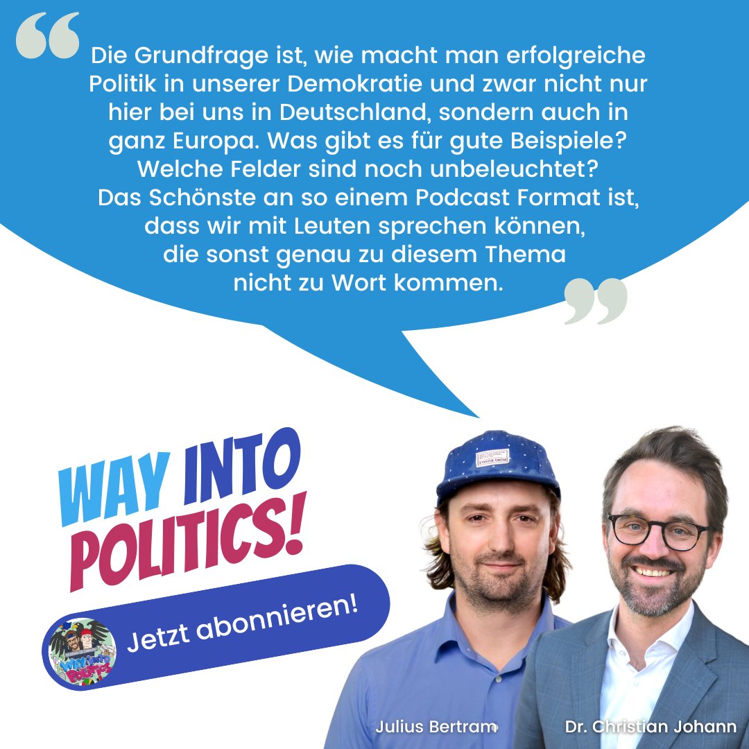 EABBerlin's tweet photo. 🆕"Way Into Politics" - der brandneue #Podcast der Europäischen Akademie Berlin mit #JuliusBertram und @chrjohann. Jetzt abonnieren!
🎧#Apple https://t.co/tCOY7P4Yvh
🎧#Spotify https://t.co/vfQjql0V7L
🎧#Podigee https://t.co/ylNnOSQMJp

#Wayintopolitics #Europa #Demokratie https://t.co/vWIfm2fvMj
