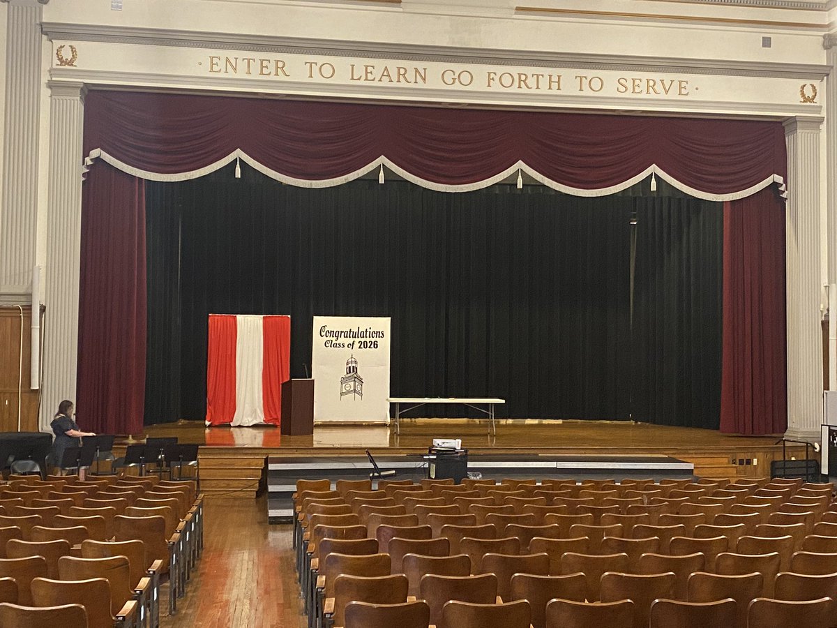 Auditorium is starting to look awesome. We are ready to celebrate the MPMS class of 2022…SHS class of 2026!!!  “Enter to Learn; Go Forth to Serve”