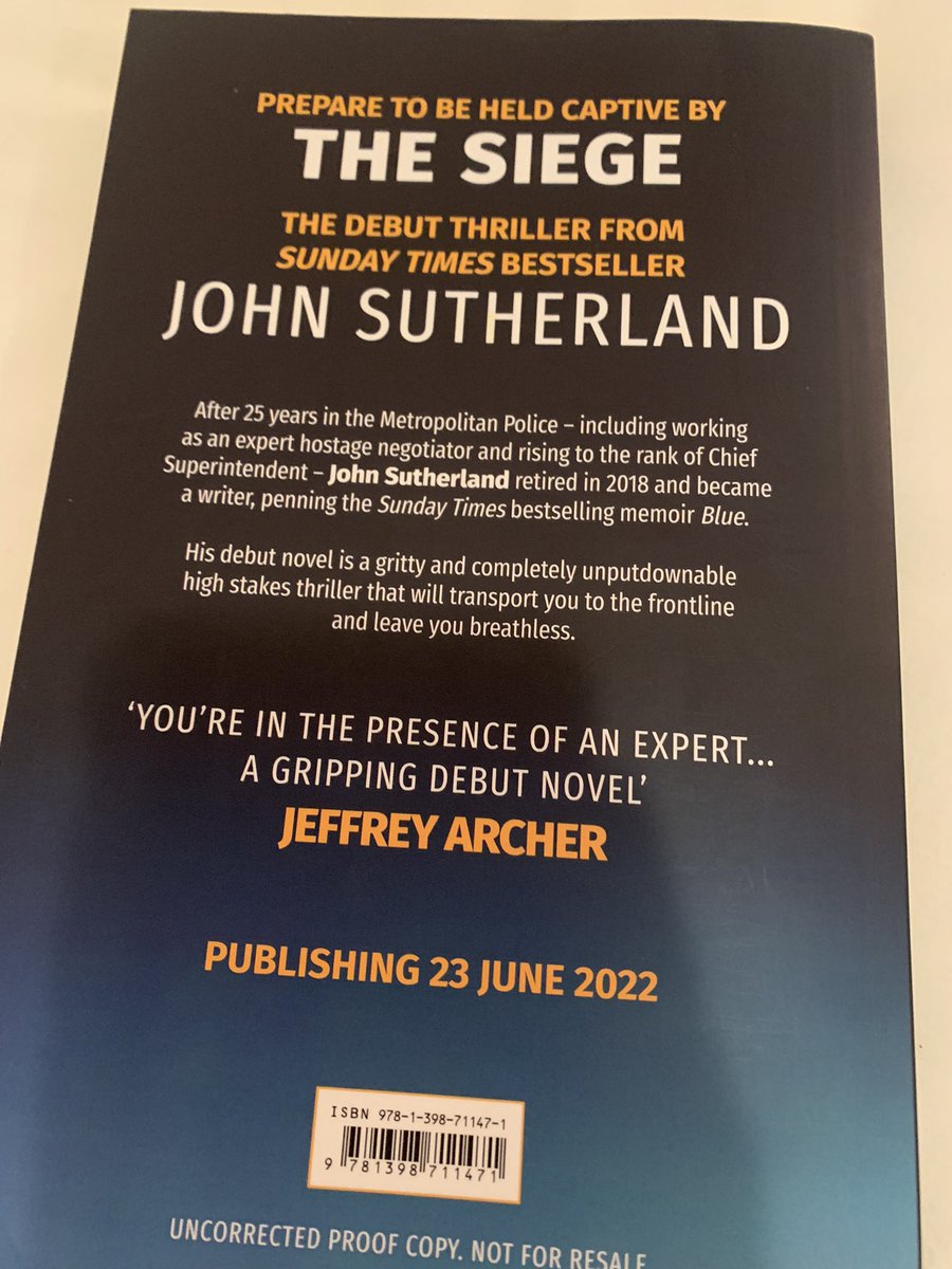 So impressed by this debut thriller from the author of ‘Blue’. Sutherland is a former police officer who knows the criminal world inside out. I inhaled ‘The Siege’ on a flight last week and strongly recommend it.