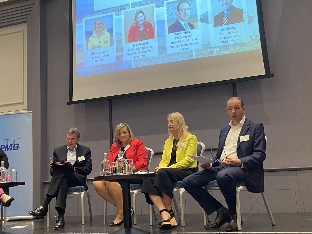 IDANorthWest's tweet photo. So much change. Best to be nimble, adaptable and flexible! Great conversation on RD&I, sustainability, cluster development and collaboration in a hybrid work environment at the #AmChamWNW Conference this morning. @signifyhealth @KPMG_Ireland @Medtronic @MeritMedical @IDAIRELAND https://t.co/gR8JFNkdzt